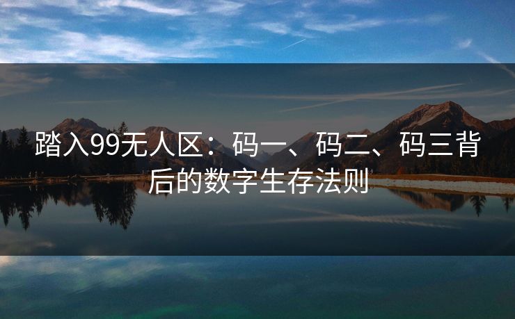 踏入99无人区：码一、码二、码三背后的数字生存法则