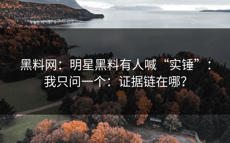黑料网：明星黑料有人喊“实锤”：我只问一个：证据链在哪？