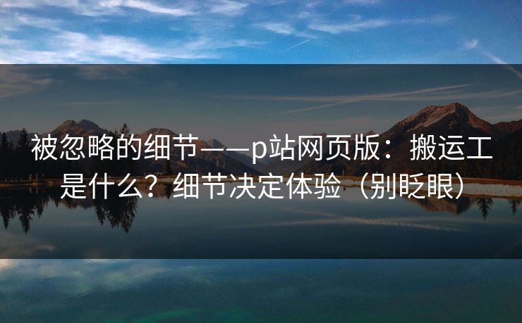 被忽略的细节——p站网页版:搬运工是什么?细节决定体验(别眨眼) 被忽略的细节——p站网页版:搬运工是什么?细节决定体验(别眨眼)